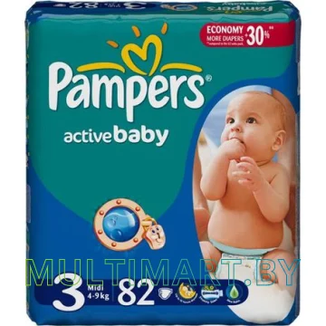 Подгузники Pampers Active Baby 3 Midi Jumbo Pack (82 шт)
